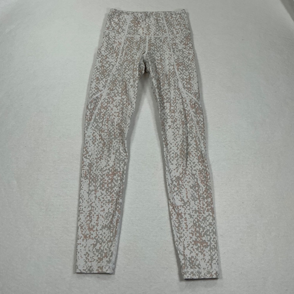 Athleta XXS High Rise Camo Print Leggings with Pockets Grey Tan White 1665